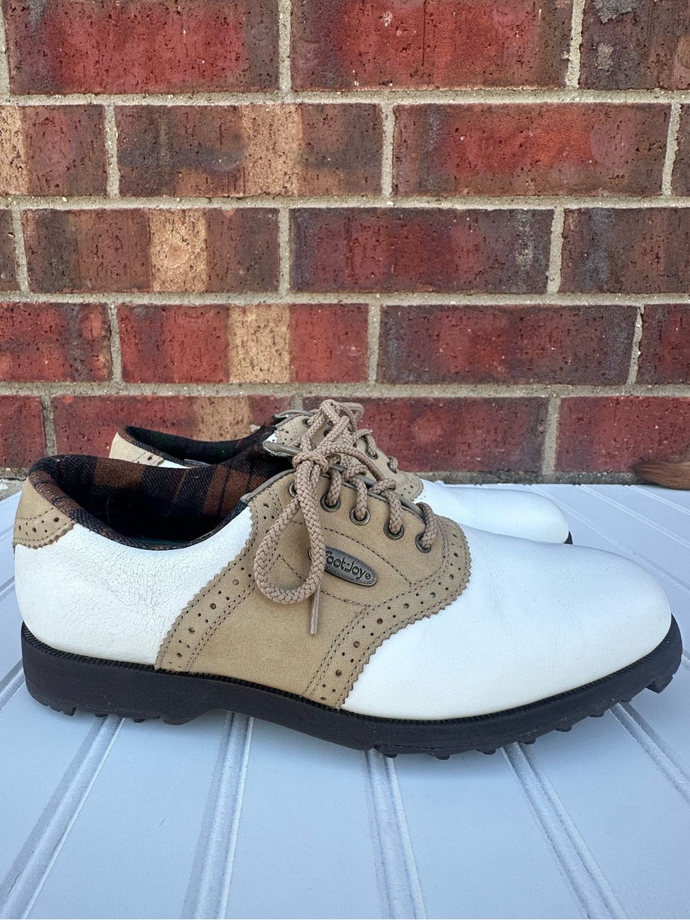 Footjoy Shoes Soft-Joys Sierra Golf  Leather Saddle Oxfords Preppy Soft Spike